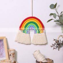 Fashion Wall Murals Woven Macrame Rain Bow Wall Hangings Tassel Decoration Rain Bow Tapestry For Modern Home Decor Deco Maison thumbnail-4
