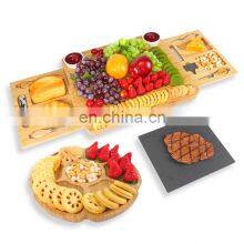 Natural Bamboo Cheese Charcuterie Platter Serving Tray Board Cutlery Set thumbnail-1