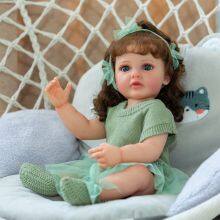 In Stock 22 Inches Cute Girl Reborn Doll Full Body Soft Vinyl Simulation Baby Doll One Piece thumbnail-4