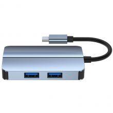 Aluminum Alloy USB Hub 8 in 1 Hub HDMI*1+RJ45+USB3.0*1+USB2.0*1+micro SD*1+SD*1+PD*1+PD2.0*1 thumbnail-2