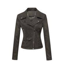 New European and American Women's Motorcycle Jacket Women's Leather Jacket Short Fit Suede Leather Jacket Women's thumbnail-5