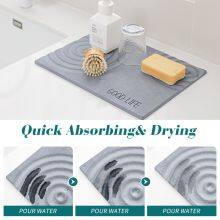 Ripple Pattern Wave Engraving Diatomite Stone Kitchen Dish Drying Mat thumbnail-4