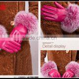 High Quality Ladies Fur Touch Screen Sheepskin Leather Gloves thumbnail-3