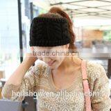 Popular New Arrival Black Color Wool Knitted Girl Winter Headband thumbnail-1