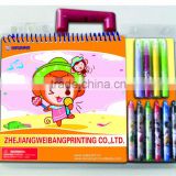 2014 hot selling new design &cartoon child kids color filling book with pen