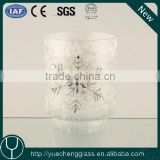 Handmade frosted large glass hurricane candle holder with snowflake design wholesale