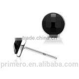 925 Sterling Silver Black Agate Mens Tanishq Diamond Stud Earrings Factory Wholesale thumbnail-4