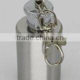 1oz Mini Type and Metal Body Material Stainless Steel Hip Flask With Keychian and Laser Logo