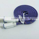 Dual Color Silk Braid Micro USB Flat Cable
