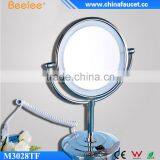 China 8 Inch Round Thin LED Mirror Smart Brass Salon Magnifying Lighted Mirror thumbnail-1