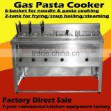 Chinese Noodle Cooker Upright Gas 6+2 Convection Pasta Cooker With Boiler Fryer Steamer