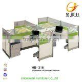 Green and white color melamine type four people office workstation