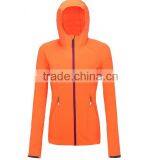 Custom Women OEM Hooded Orange Softshell Jacket for Spring thumbnail-3