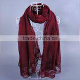 Fashionable Pure Color Big Lace Women Scarf Voile Scarves 180*100 Pashmina thumbnail-3