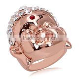 Face Smile Buddha 18k Rose Gold Plating Rings Austrian Crystal Big Ring
