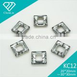 KC12 suare 20*20 30*30mm flat back sew on acrylic rhinestones for fashion decoration, craft making, garment bags accessories