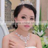 Silver Alloy Rhinestone Earrings Crystal Pendant Necklace Bridal Jewelry Set thumbnail-4