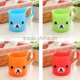 creative fashion cute cartoon little bear plastic tooth cup with handle for promotion and gift