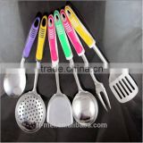 colorful plastic handle stainless steel solid spatula
