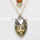 Newest Double Layered Elegant Smoked Topaz Glass w/ Brown Bead & Turquoise Seedbead Pendant Necklace 2016 Fashion Wholesale thumbnail-2