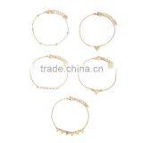Exquisite Alloy Gold Plated Crystal Beads Tiny Metal Beads Five Chain Triangular Geometry Rhinestone Bracelets Sets For Students thumbnail-3