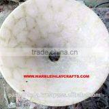 Natural Stone White Quartz Sink Bowl, Gemstone Wash Basin for Kitchen