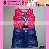 New Design Girls Hot Printed Dress Custom Round Neck Sunshine Jean Frozen New Dress