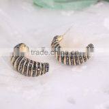 NEW Design Gold Cuff Earring, Pave Crystal Brass Golden Earring Jewelry thumbnail-3