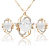 Hot sale pearl necklace with earring 3pcs Fashion Gold Jewelry Set for wedding