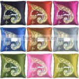 Pillow Case Cushion Covers Silk Art Fabric Painting Handmade Thailand ELEPHANT Floral thumbnail-5