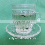 4oz small transparent white glass empty pumpkin-shaped TEA /COFFEE cups with handle with Saucer