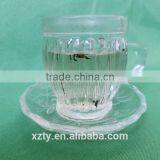 4oz Small Transparent White Glass Empty Pumpkin-shaped TEA /COFFEE Cups With Handle With Saucer thumbnail-1