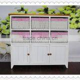 Antique White Wooden Cabinet With Willow Drawers for Home Decoration thumbnail-2