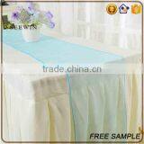 Best Selling Organza Fabric Square Size Soft Blue Table Runner thumbnail-2