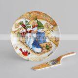 Cake Plate With Shovel Christmas Design Porcelain Plate 12" thumbnail-4