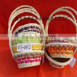 Colorful Wicker Flat Flower Basket, Christmas Gift Baskets thumbnail-1