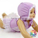 Toddler Boutique Swimwear 3Pcs Outfits Ruffle Flower Baby Girl Swimsuit thumbnail-4