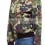 Guangzhou Women Clothes Latest Design Jacket Satin Jungle Print Bomber Jacket thumbnail-3