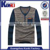 Two Color Long Sleeve Dri Fit Printing Mens t Shirt With Pocket thumbnail-1