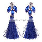 Bohemian Jewelry Rhinestone Gems With Long Colorful Tassel Charms Earrings for Women thumbnail-5