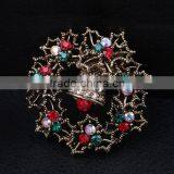 Zm53214a Christmas Wreath Crystal Brooch Moq 10 Pieces Christmas Gift Brooches thumbnail-4