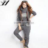 OEM Wholesale Fashion Womens 3PCS Suit Autumn Winter Casual Sports Hoodies Top + Vest + Pants thumbnail-3