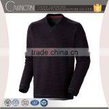 Factory Price Blend Knit Stripe Slim Fit Pullover Mens Black v Neck Sweater thumbnail-2
