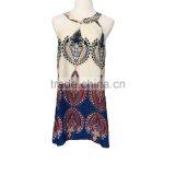 Wholesale Boho Design/Summer Loose Printed Halter Style Sleeveless Hippie Women Chiffon Dress Mini Dress Plus Size thumbnail-3