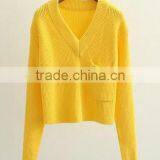 EY0864S Women Long Sleeve Deep V-Neck Knitted Pullover Sweater thumbnail-3