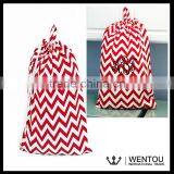 Monogrammed Chevron Polka Dot Cotton Large Laundry Tote thumbnail-1