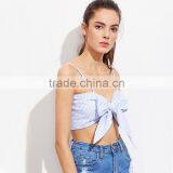 CUTE Self Bow Blue Top, Ladies Newest Design Tank Top thumbnail-3
