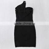 New Designer One Piece Sexy Flash Stripes Black One-shoulder Party Dress thumbnail-5