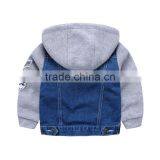 Fashional Splicing With Hood Knitted Kids Denim Jacket thumbnail-2