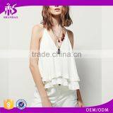 2016 Guangzhou Shandao Manufacture High Fashion Summer Sexy Spaghetti Strap Loose White Chiffon New Style Top For Girls thumbnail-1